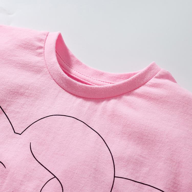 寶貝童裝女童粉紅上衣ins童裝夏季卡通兒童純棉短袖t恤寶寶可愛衣服小女孩-細節圖3