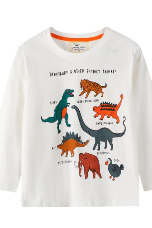 寶貝童裝男童衣服卡通恐龍兒童長袖ｔ恤春秋童裝寶寶純棉打底衫幼兒園上衣-細節圖5