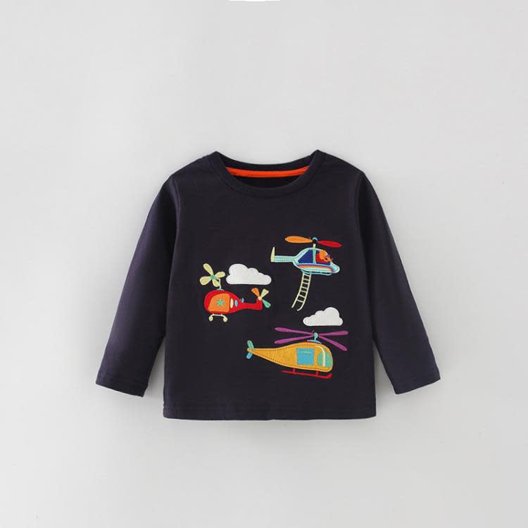 寶貝童裝卡通刺繡兒童t恤歐美風格男童長袖t恤1-6歲寶寶純棉圓領上衣男孩-細節圖5