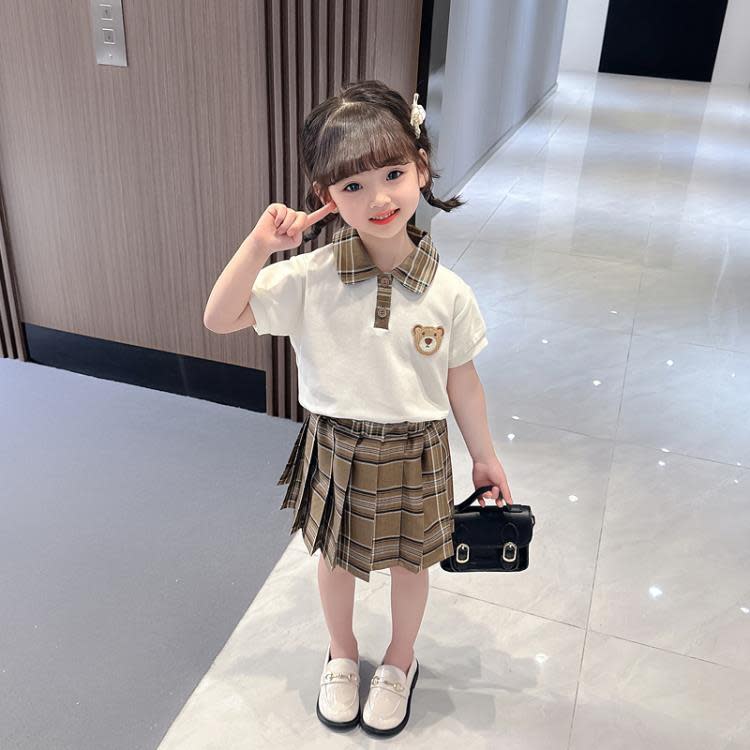 寶貝童裝男女童套裝夏季兒童夏裝學院風polo二件套小學生班服寶寶夏款衣服-細節圖2