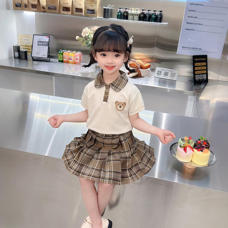 寶貝童裝男女童套裝夏季兒童夏裝學院風polo二件套小學生班服寶寶夏款衣服-細節圖3