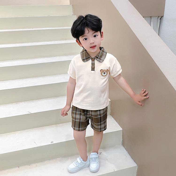 寶貝童裝男女童套裝夏季兒童夏裝學院風polo二件套小學生班服寶寶夏款衣服-細節圖4