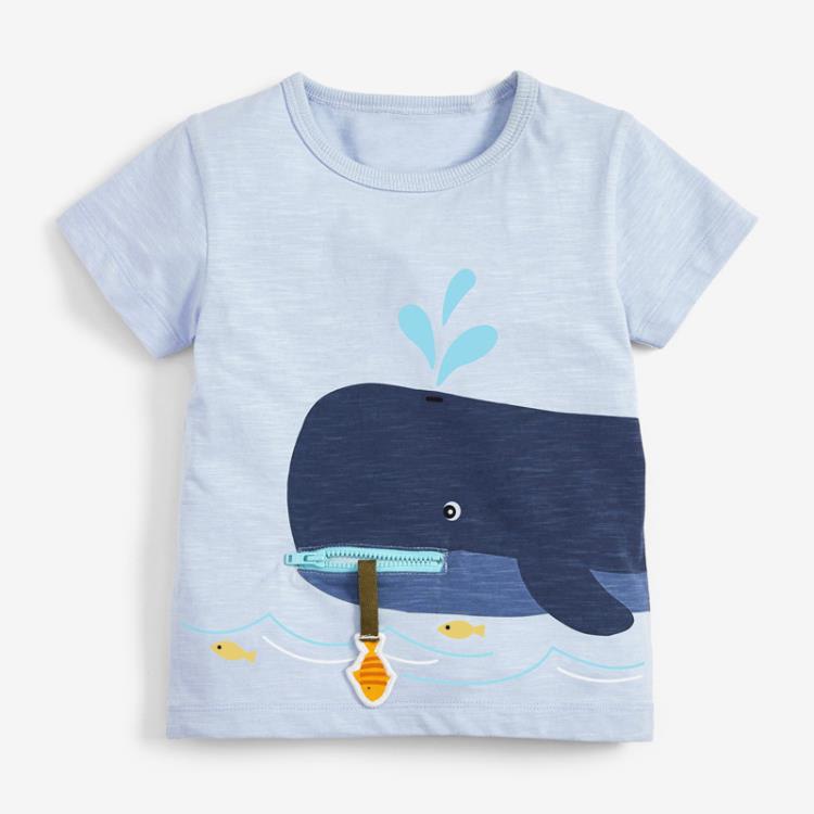 寶貝童裝品牌童裝1-6歲兒童鯨魚套裝夏男童純棉短袖t恤寶寶短褲休閒二件套-細節圖3