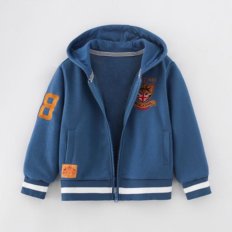 寶貝童裝ins童裝英倫風男童外套兒童刺繡春秋薄款上衣寶寶洋氣衛衣連帽衫-細節圖2