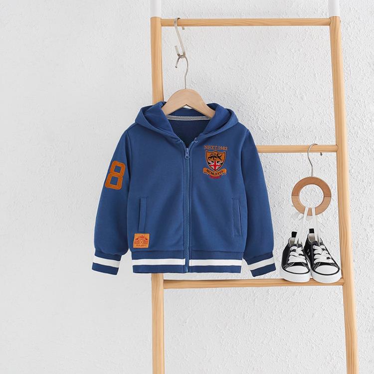 寶貝童裝ins童裝英倫風男童外套兒童刺繡春秋薄款上衣寶寶洋氣衛衣連帽衫-細節圖3