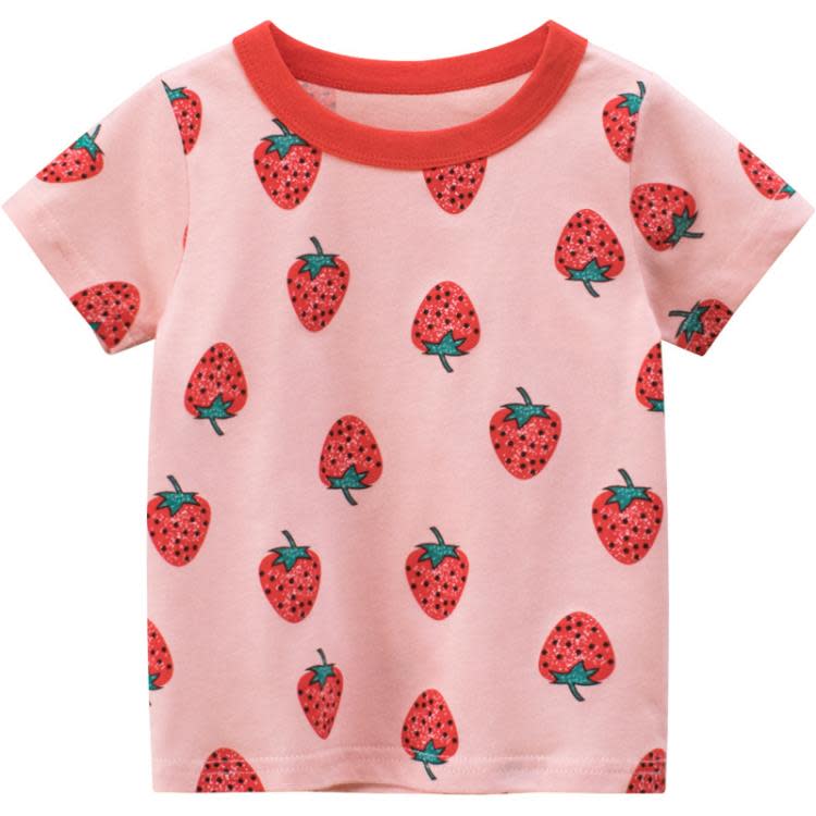 寶貝童裝女童草莓短袖t恤寶寶純棉半袖正韓童裝夏季女孩休閒上衣兒童衣服-細節圖5