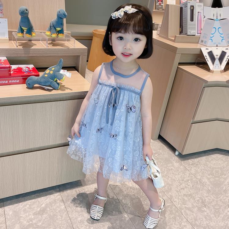 寶貝童裝女童夏裝蕾絲無袖連身裙兒童裙子洋裝寶寶夏季洋氣立體蝴蝶公主裙小童-細節圖4