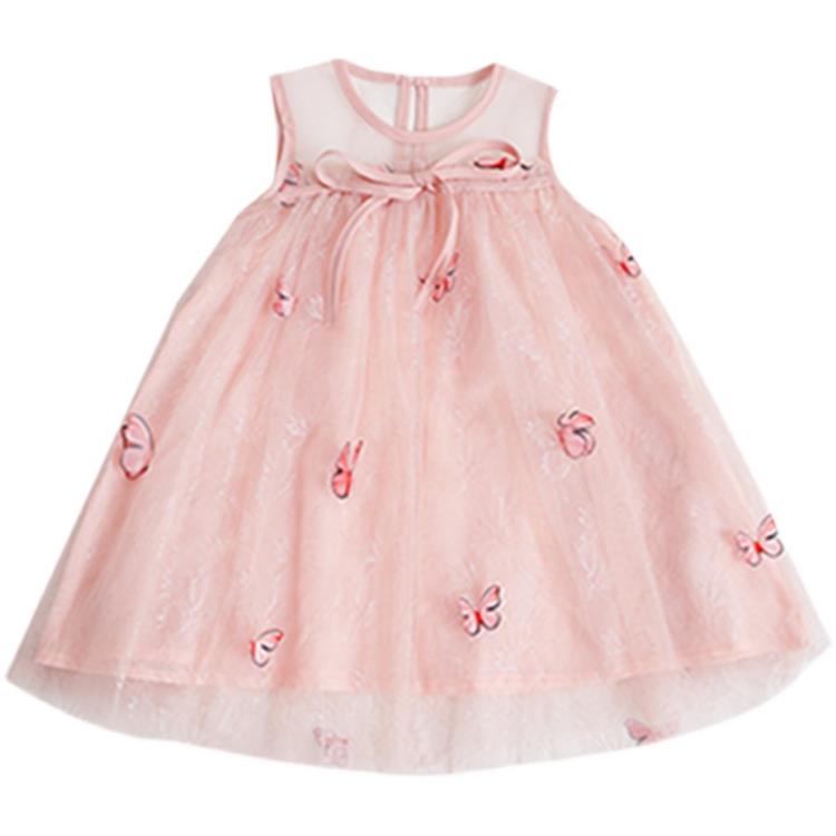 寶貝童裝女童夏裝蕾絲無袖連身裙兒童裙子洋裝寶寶夏季洋氣立體蝴蝶公主裙小童-細節圖5