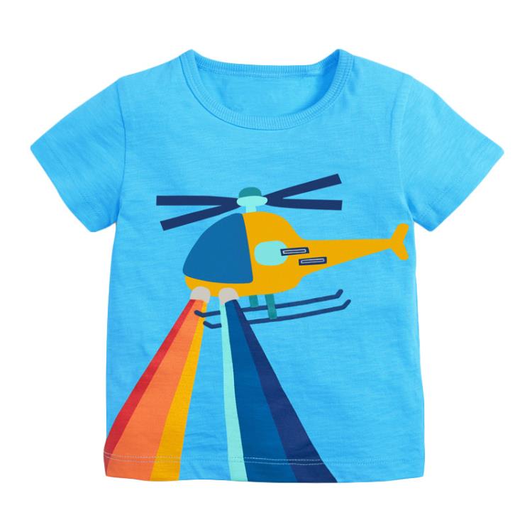 寶貝童裝品牌童裝男童短袖T恤1歲寶寶洋氣半袖2卡通直升機兒童純棉打底衫3-細節圖5