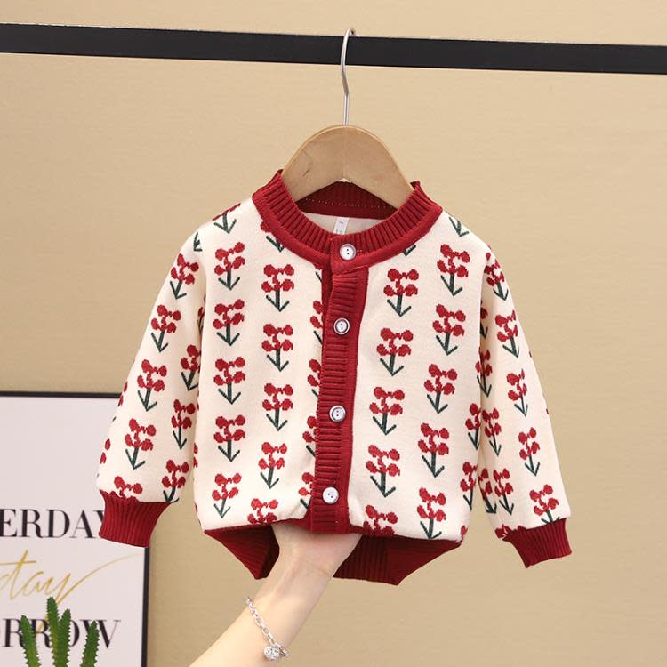 寶貝童裝反季兒童針織開衫寶寶外套秋冬款1歲幼兒保暖衣兒童加絨上衣-細節圖2