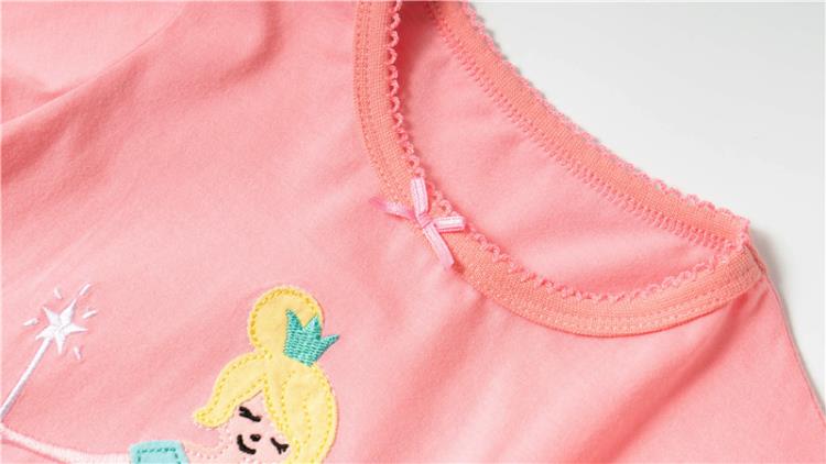 寶貝童裝歐美風格女童粉紅長袖家居服兒童純棉睡衣寶寶休閒套裝女孩二件套-細節圖3