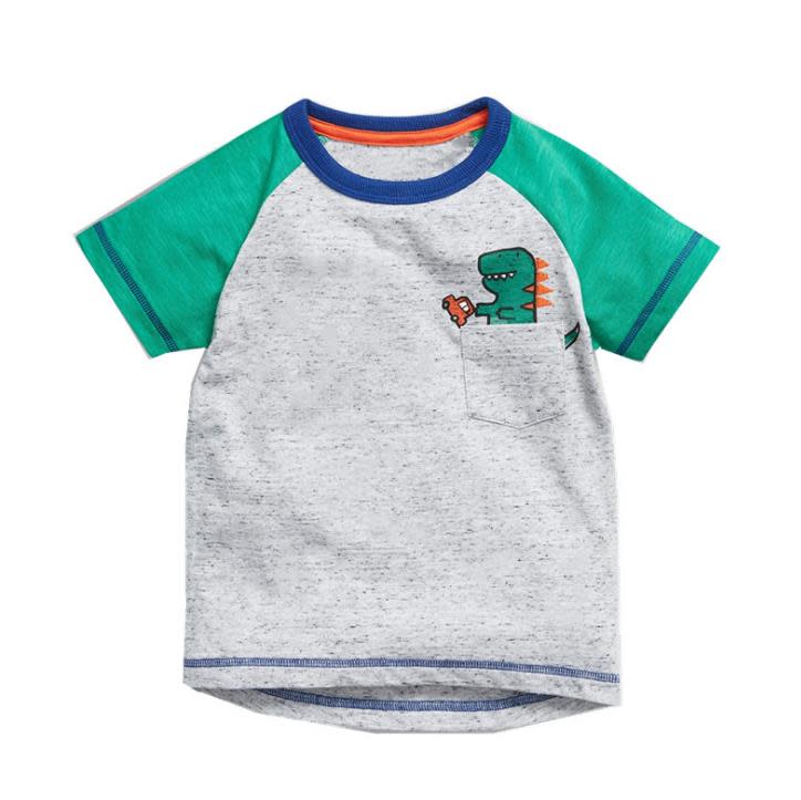寶貝童裝卡通恐龍兒童T恤夏季童裝男童短袖T恤嬰兒半袖寶寶純棉圓領上衣潮-細節圖2