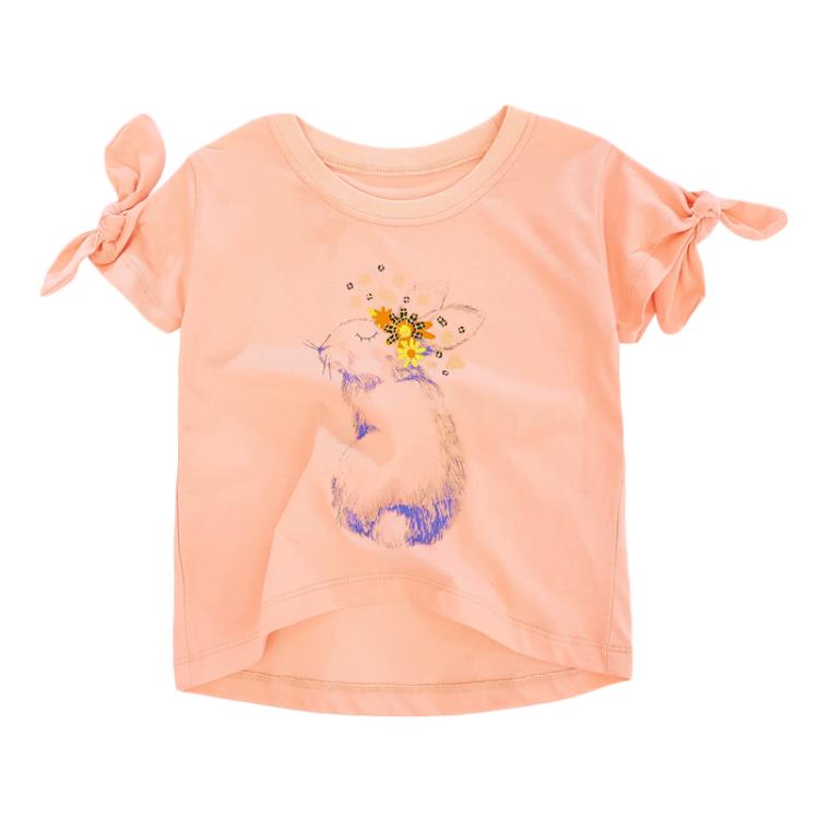 寶貝童裝兒童粉紅t恤夏 外貿歐美風格童裝女童純棉短袖ｔ恤寶寶半袖打底衫-細節圖5