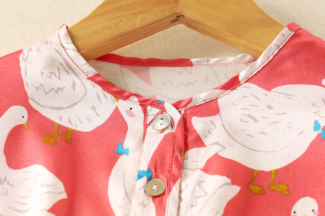 寶貝童裝夏季女童真絲短袖T恤衫 桑蠶絲綢寶寶衣服中大童兒童寬松洋氣上衣-細節圖2
