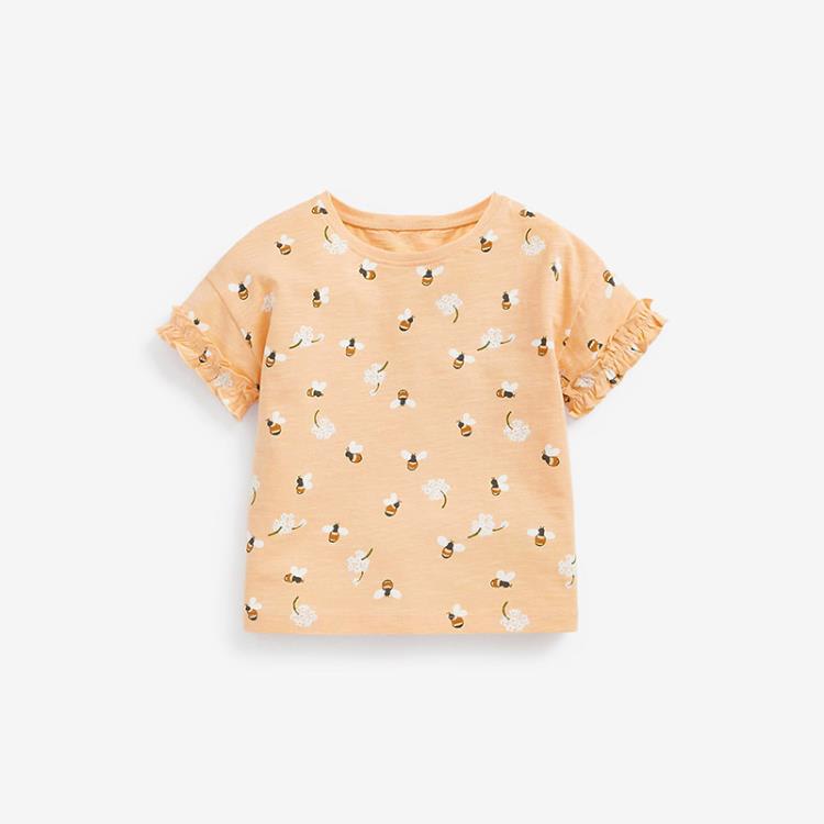 寶貝童裝小清新女童上衣夏季童裝1-6歲兒童短袖t恤蜜蜂刺繡寶寶可愛打底衫-細節圖2