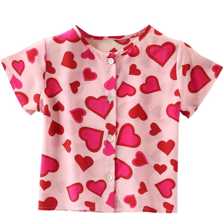 寶貝童裝夏季女童真絲短袖T恤 桑蠶絲兒童寶寶上衣正韓中大童洋氣打底開衫-細節圖5