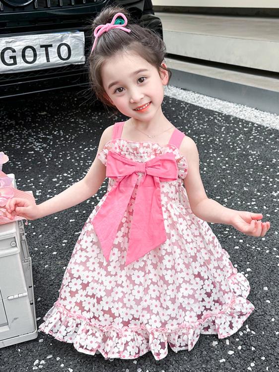 寶貝童裝女童連身裙夏款女寶寶夏裝洋氣時髦公主裙兒童夏款裙子洋裝吊帶裙2023-細節圖2