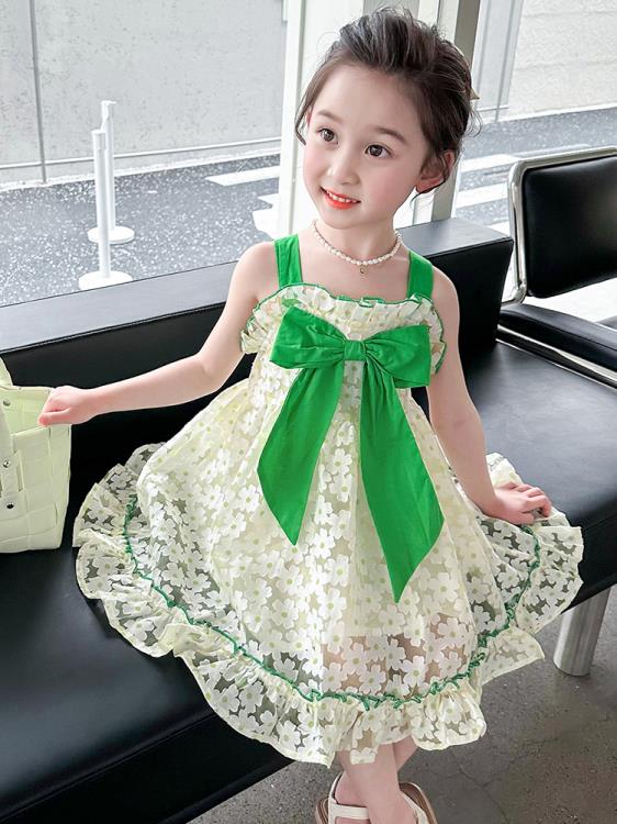寶貝童裝女童連身裙夏款女寶寶夏裝洋氣時髦公主裙兒童夏款裙子洋裝吊帶裙2023-細節圖3
