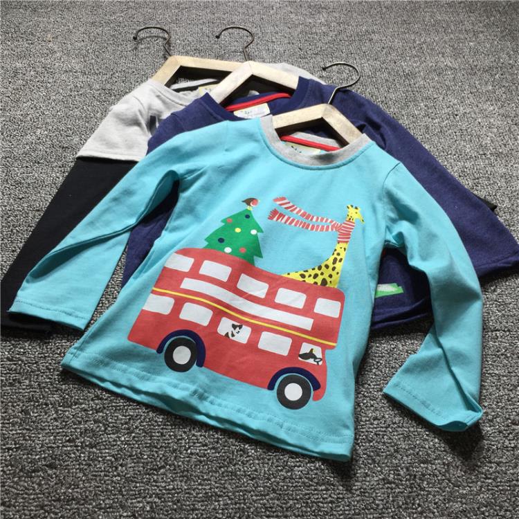 寶貝童裝2019春夏款童裝男童純棉長袖ｔ恤寶寶打底衫卡通兒童秋衣嬰兒上衣-細節圖3