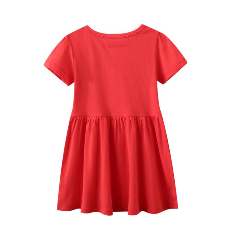 寶貝童裝外貿女童獨角獸連身裙夏季童裝兒童刺繡針織裙寶寶紅色短袖公主裙-細節圖2