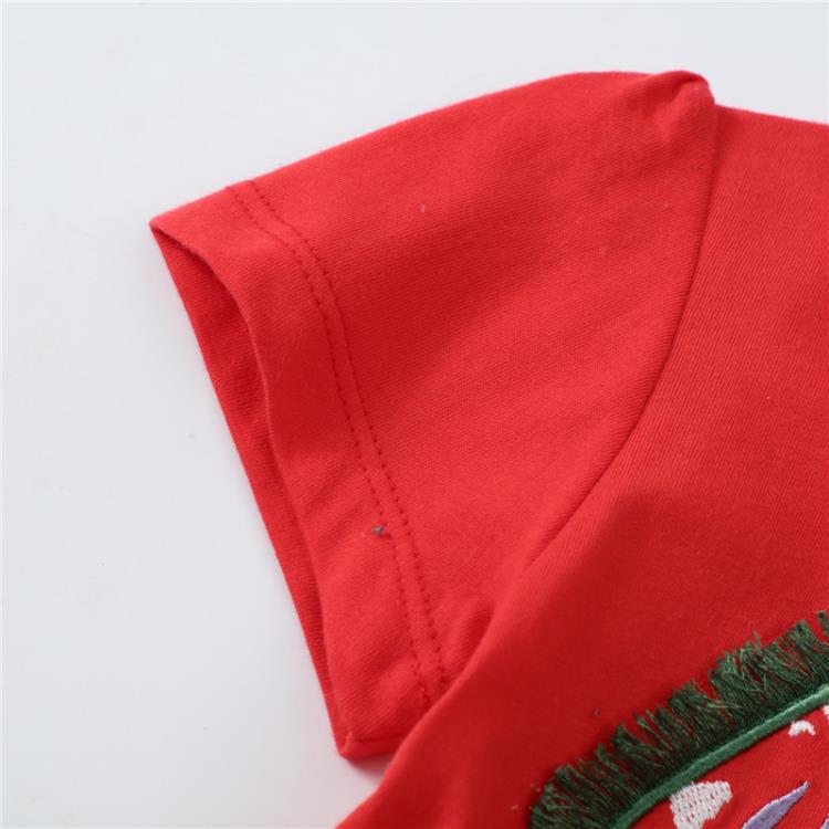 寶貝童裝外貿女童獨角獸連身裙夏季童裝兒童刺繡針織裙寶寶紅色短袖公主裙-細節圖4