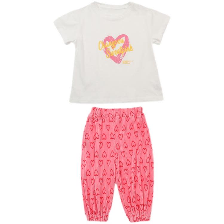 寶貝童裝女童夏裝套裝網紅女寶寶夏季正韓洋氣時髦愛心T恤褲兒童夏款3-細節圖5