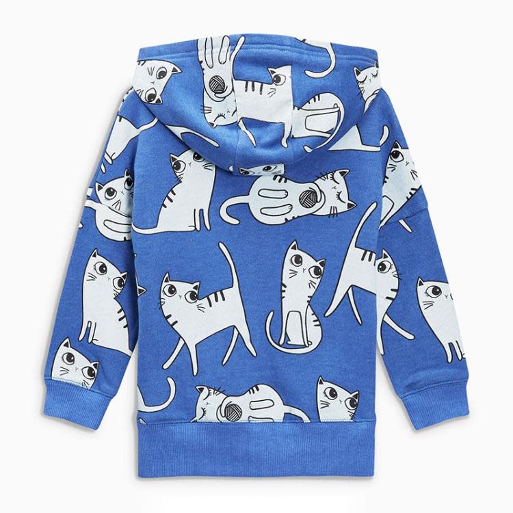 寶貝童裝卡通小貓印花兒童帽衫歐美童裝春秋女童純棉長袖t恤寶寶休閒衛衣-細節圖2