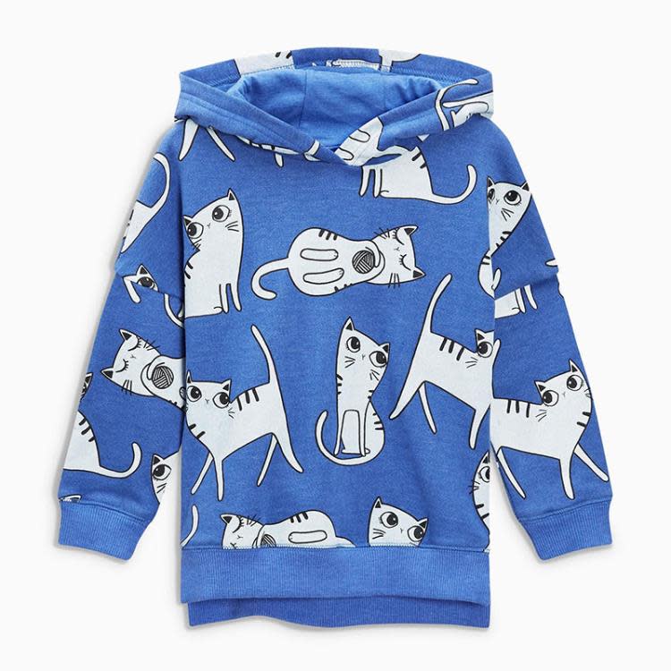 寶貝童裝卡通小貓印花兒童帽衫歐美童裝春秋女童純棉長袖t恤寶寶休閒衛衣-細節圖4