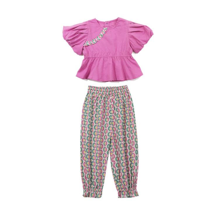 寶貝童裝女童夏裝套裝2023新款女寶寶洋氣時髦夏季二件套兒童夏款衣服小童-細節圖5