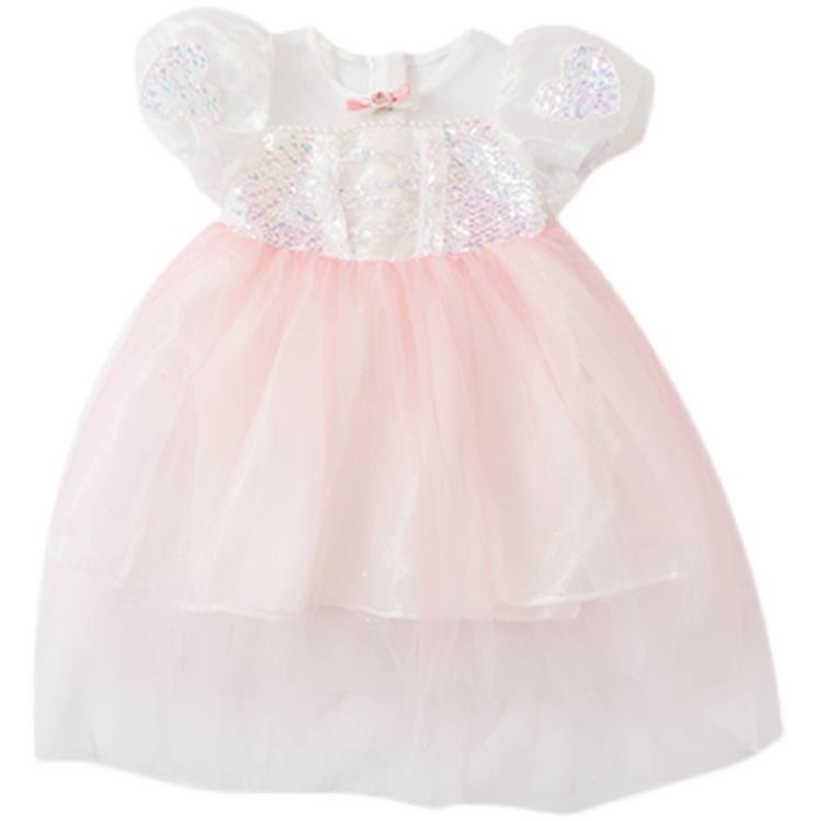 寶貝童裝女童夏裝連身裙夏季正韓女寶寶洋氣時髦亮片網紗公主裙兒童女孩夏-細節圖5