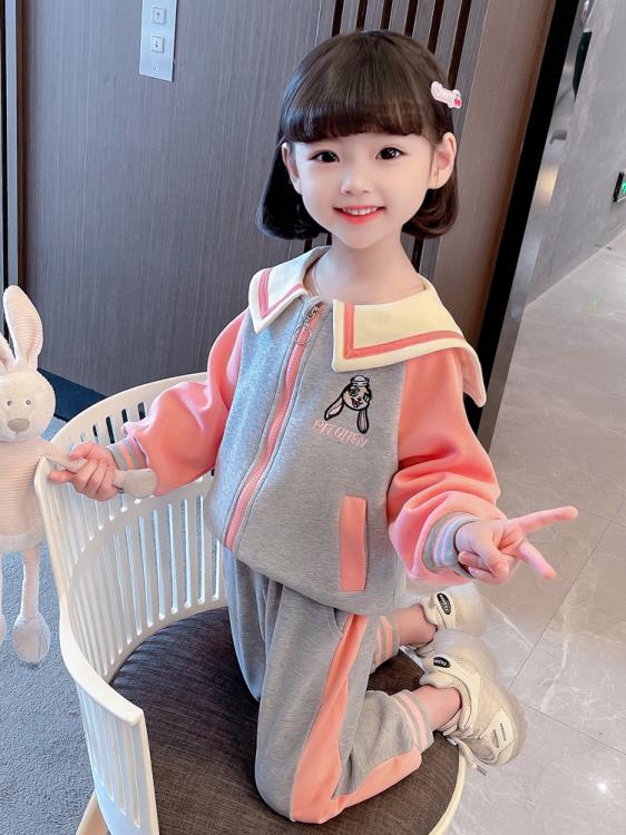 寶貝童裝女童春裝套裝春季正韓洋氣時髦女寶寶長袖卡通外套兒童休閒褲春款-細節圖3