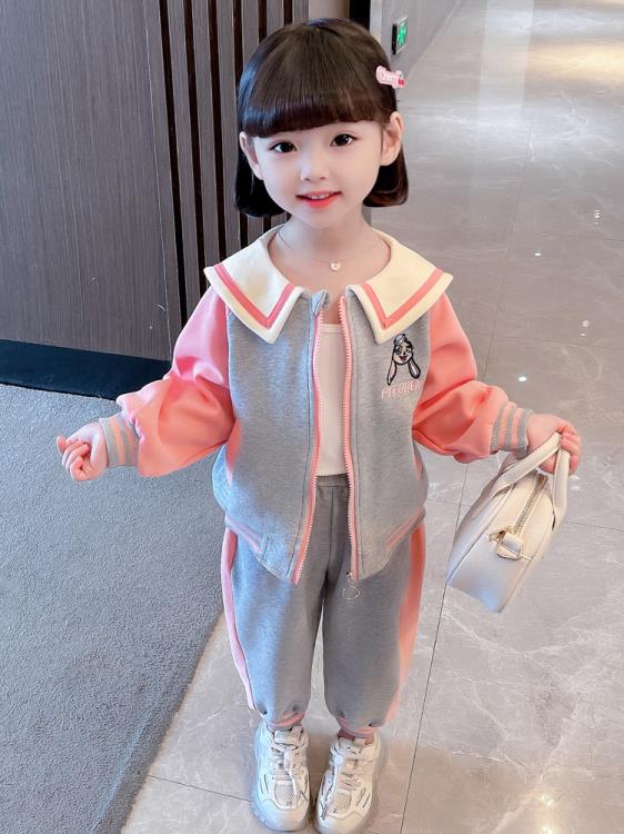寶貝童裝女童春裝套裝春季正韓洋氣時髦女寶寶長袖卡通外套兒童休閒褲春款-細節圖4