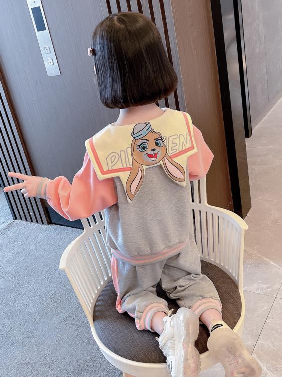 寶貝童裝女童春裝套裝春季正韓洋氣時髦女寶寶長袖卡通外套兒童休閒褲春款-細節圖5