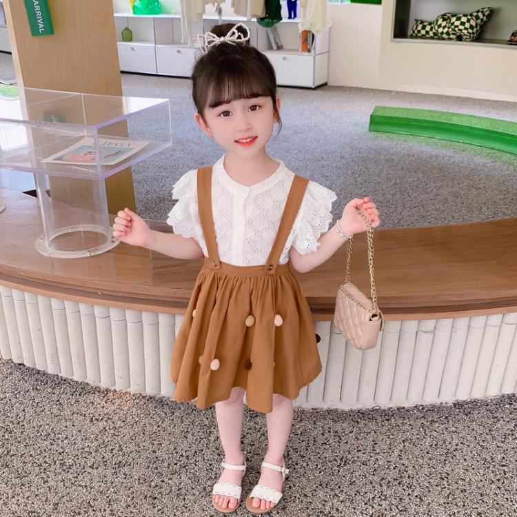 寶貝童裝女童夏裝套裝女寶寶夏季正韓洋氣時髦2吊帶裙兒童背帶裙夏款裙子洋裝3-細節圖3