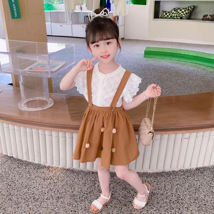 寶貝童裝女童夏裝套裝女寶寶夏季正韓洋氣時髦2吊帶裙兒童背帶裙夏款裙子洋裝3-細節圖4