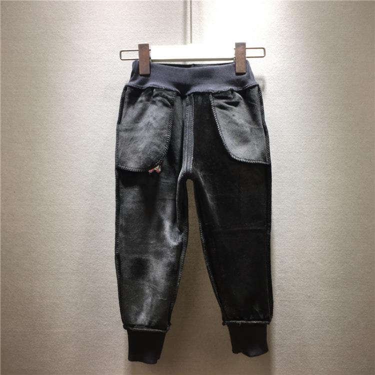 寶貝童裝兒童針織牛仔長褲春秋男童加絨褲子新款男孩休閒長褲中小童松緊褲-細節圖3