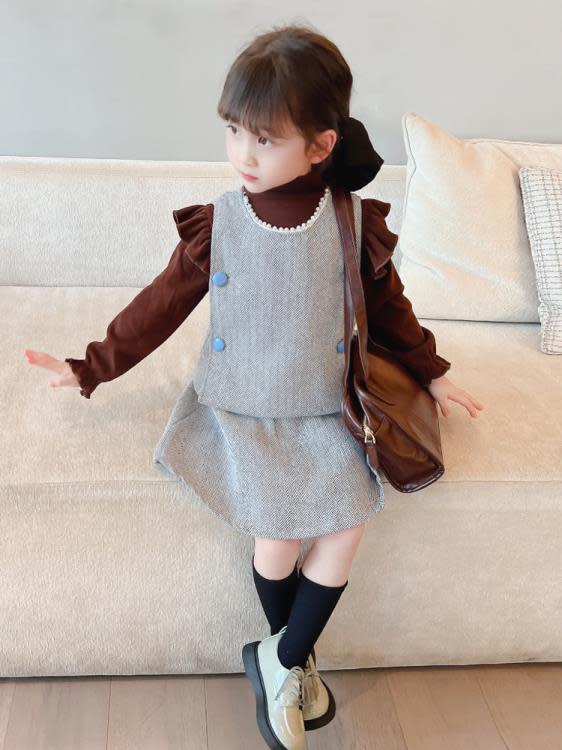 寶貝童裝韓范童裝女童春季套裝網紅寶寶洋氣時髦春裝兒童春款小香風三件套-細節圖4