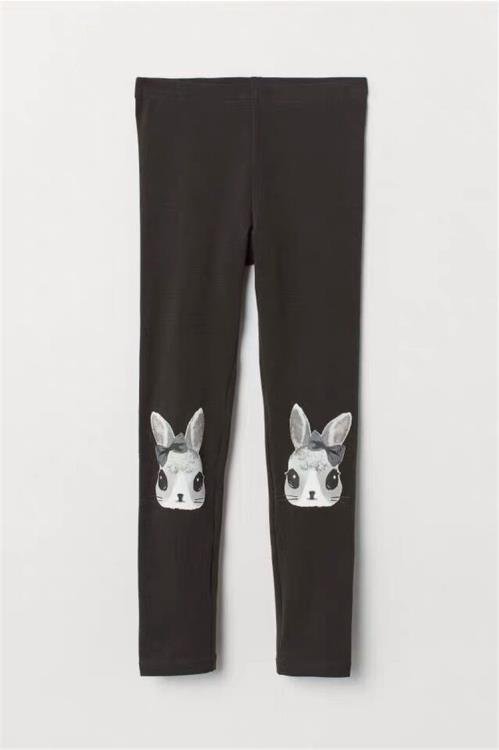 寶貝童裝女童薄款黑色打底褲潮童裝春秋兒童貓咪長褲女孩彈力修身外穿褲子-細節圖2