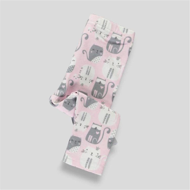 寶貝童裝女童薄款黑色打底褲潮童裝春秋兒童貓咪長褲女孩彈力修身外穿褲子-細節圖3