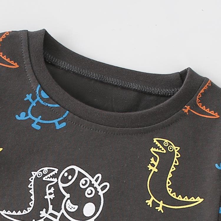 寶貝童裝外貿童裝卡通恐龍男童汗衫夏季兒童純棉打底衫小寶寶圓領短袖t恤-細節圖2