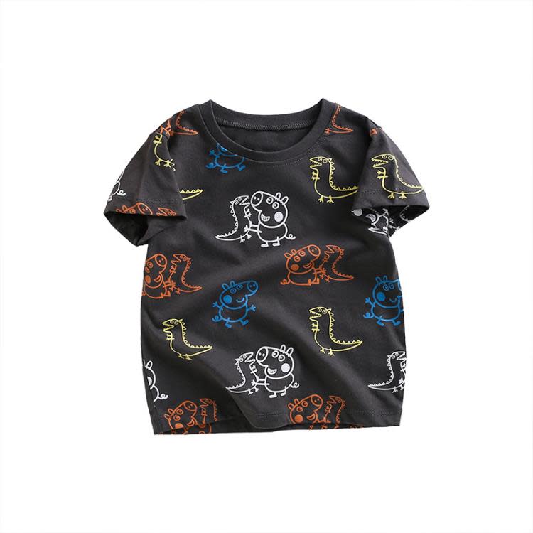 寶貝童裝外貿童裝卡通恐龍男童汗衫夏季兒童純棉打底衫小寶寶圓領短袖t恤-細節圖5