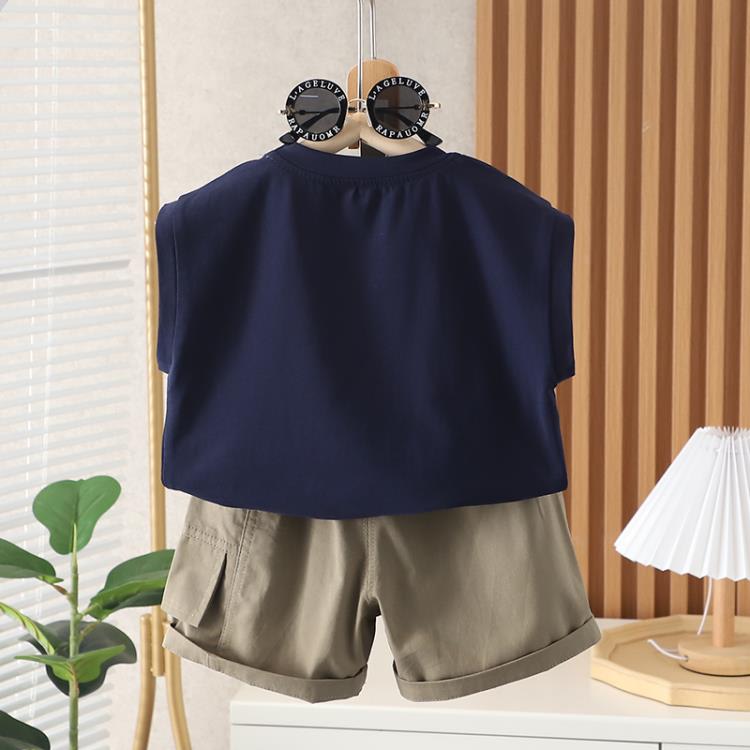 寶貝童裝巴-拉巴-拉男童童裝純棉無袖套裝女寶寶夏裝二件套嬰幼兒童新款夏-細節圖2