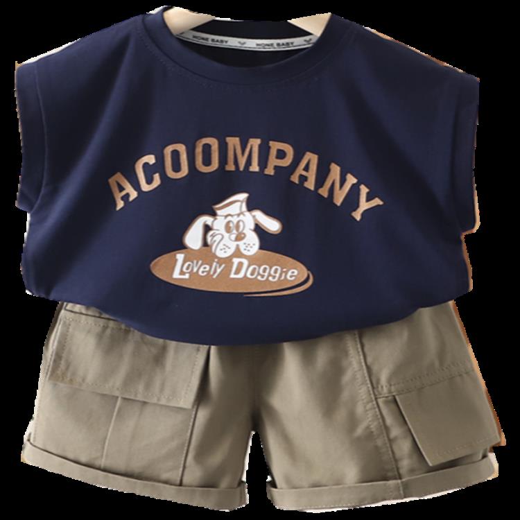 寶貝童裝巴-拉巴-拉男童童裝純棉無袖套裝女寶寶夏裝二件套嬰幼兒童新款夏-細節圖5