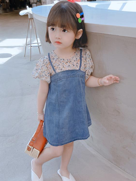 寶貝童裝巴拉巴拉女童連身裙夏裝兒童裝牛仔裙小童公主裙2023夏-細節圖3