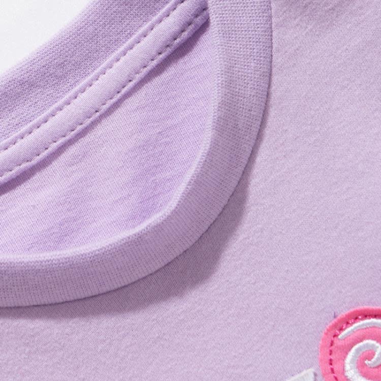 寶貝童裝女童純棉短袖T恤夏季童裝寶寶洋氣卡通冰淇淋紫色休閒荷葉邊半袖-細節圖3