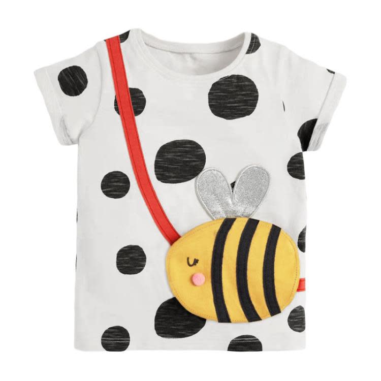 寶貝童裝女童蜜蜂短袖t恤卡通兒童圓領上衣夏季童裝小寶寶可愛純棉打底衫-細節圖5
