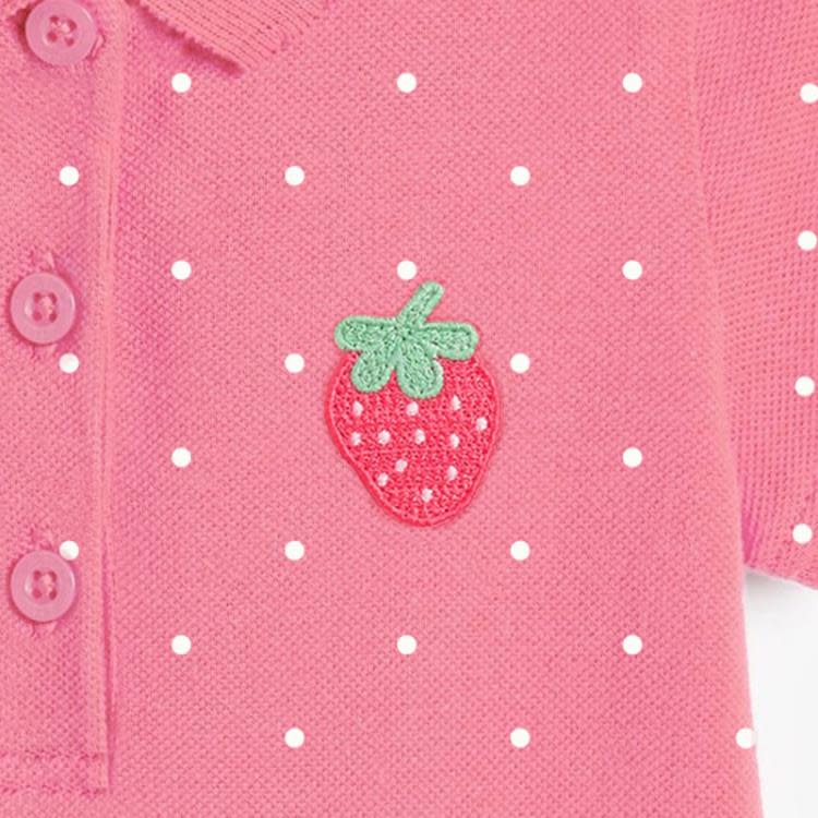 寶貝童裝女童草莓裙子洋裝夏季童裝1-8歲兒童純棉針織裙寶寶短袖連身裙ａ字裙-細節圖3