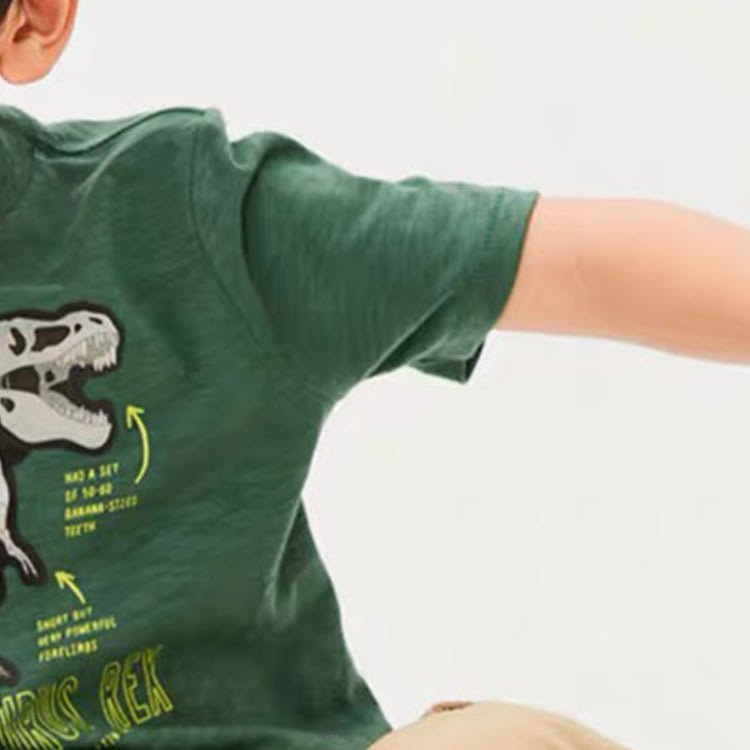 寶貝童裝兒童恐龍ｔ恤夏季1-8歲童裝男童短袖ｔ恤寶寶圓領半袖男孩打底衫-細節圖4