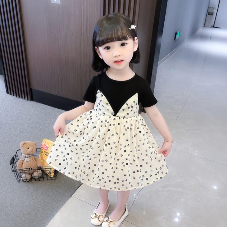 寶貝童裝Next balaba女童連身裙2023夏季新款中小童正韓可愛寶寶碎花a字裙-細節圖2