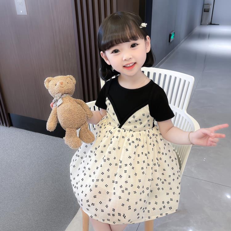 寶貝童裝Next balaba女童連身裙2023夏季新款中小童正韓可愛寶寶碎花a字裙-細節圖4